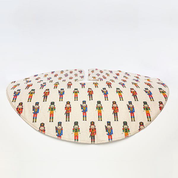 FALDA DE ÁRBOLES, BEIGE CON CASCANUECES, 90cm
