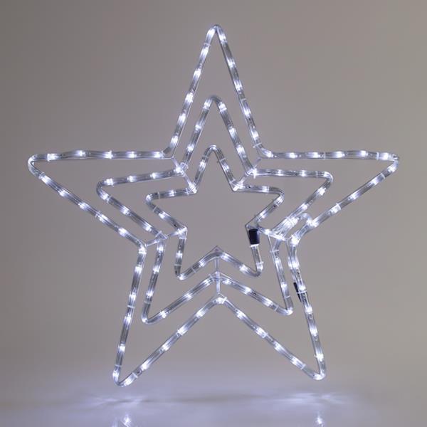 TRIPLE STAR, 4,70m CABLE DE LUZ LED, 2 VÍAS, CON PROGRAMA, BLANCO, 60x60cm, IP44