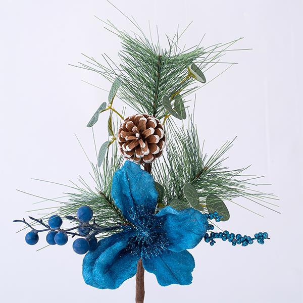RAMITA CON DECORATIVOS AZULES, 40cm
