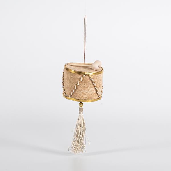 TAMBOR COLGANTE DE TERCIOPELO, MOCHA, 7x16cm