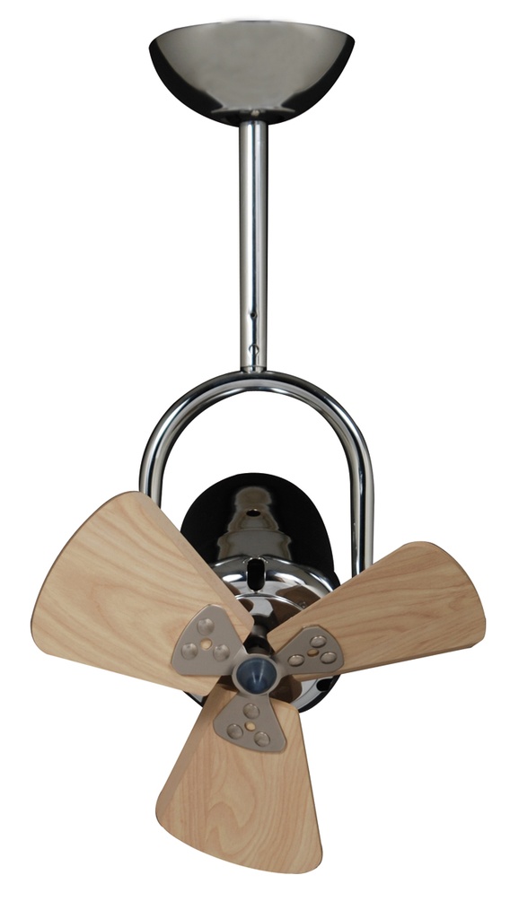 VENTILADOR DE TECHO 3 ASPAS MADERA CROMO, DIRECCION VIENTO AJUSTABLE Ø330x460mm FINO VENTO 