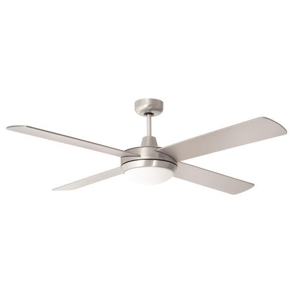 VENTILADOR DE TECHO CON LUZ CON MANDO 4 ASPAS EUROLAMP COLOR NIQUEL E27 Ø132cm 70W 