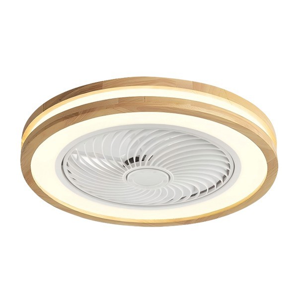 PLAFÓN DECORATIVO CON VENTILADOR COLOR BLANCO Y MADERA Ø50 MOTOR DC 15W CON LUZ LED 41W