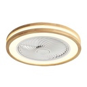PLAFÓN DECORATIVO CON VENTILADOR COLOR BLANCO Y MADERA Ø50 MOTOR DC 15W CON LUZ LED 41W