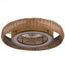 PLAFÓN DECORATIVO CON VENTILADOR Ø65 TEJIDO MARRÓN MOTOR DC 20W CON LUZ LED 60W Y CONTROL 