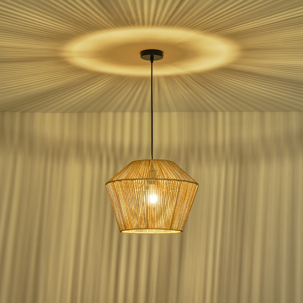 LÁMPARA DE TECHO COLGANTE RATÁN 1xE27 MAX 15W 400x1320mm MARRÓN ARTE ILLUMINA VENTO