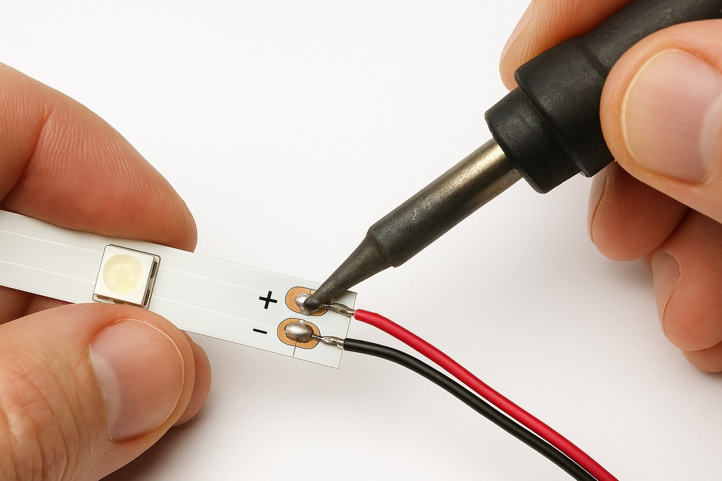 SOLDADURA DE ALIMENTACIÓN CON CABLE PARA TIRA DE LED DE 2 CONTACTOS