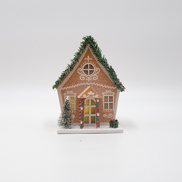 CASA DE PAPEL, MARRÓN, ILUMINADA, 12,5x10,5x16cm