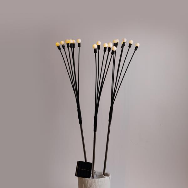 LÍNEA, JUEGO DE 3 BOLAS BLANCAS DE 80 cm, Φ1,7 cm, 6 RAMAS CADA JUEGO, PANEL SOLAR CON SENSOR DE LUZ, 18 LED BLANCO CÁLIDO, POR 50 cm, CABLE DE CONDUCCIÓN DE 1 m, IP44