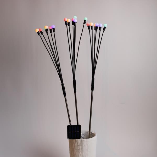 LÍNEA, JUEGO DE 3 BOLAS BLANCAS DE 80 cm, Φ1,7 cm, 6 RAMAS CADA JUEGO, PANEL SOLAR CON SENSOR DE LUZ, 18 LED MULTIUSOS, POR 50 cm, CABLE DE CONDUCCIÓN DE 1 m, IP44
