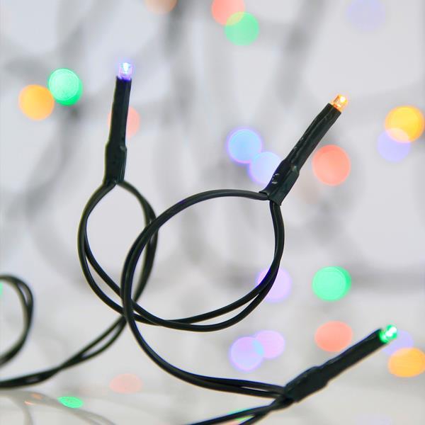 LÍNEA, 48 LED de 3 mm, CAJA DE PILAS 3xAA, 8 M/F y MEMORIA, TEMPORIZADOR, CABLE DE PVC VERDE, MULTILED, POR 10 cm, CABLE DE CONDUCCIÓN 30 cm, IP44, CAJA DE EXPOSICIÓN (24 UDS.)