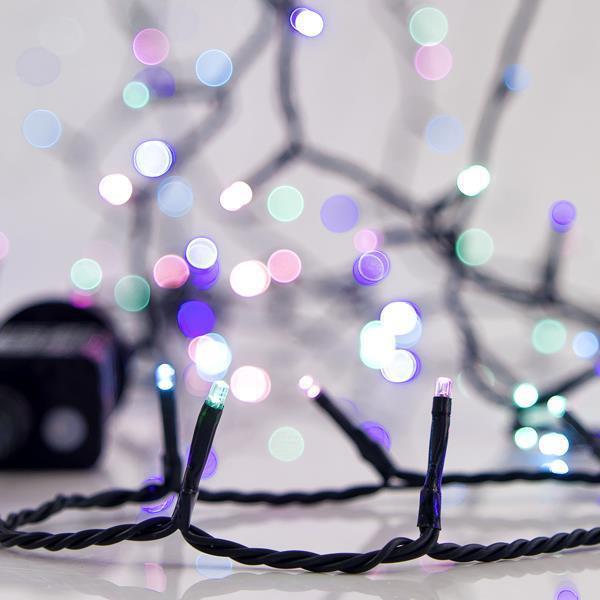LÍNEA, 700 LED 3 mm, ADAPTADOR 31 V, 8 M/F Y MEMORIA, CABLE PVC VERDE, LED ÓPALO MULTIPLES POR 5 cm, CABLE CONDUCTOR 3 m, IP44