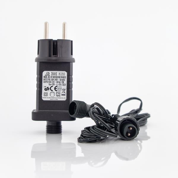 ADAPTADOR FIJO, 31V/12W, HASTA 1500 LED, CABLE PVC VERDE, CABLE CONDUCTOR 3m, IP44