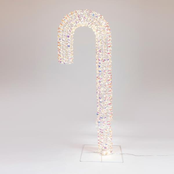 Bastón de caramelo iluminado iridiscente de 100 cm, 960 LED cálidos, adaptador de 24 V, temporizador, cable de cobre plateado, LED blanco cálido, cable de 500 cm, IP44