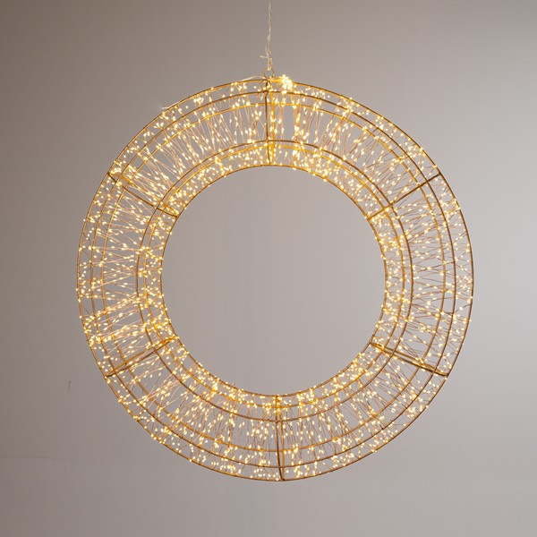 Guirnalda luminosa de 70 cm, 1600 mini LED, adaptador de 31 V, temporizador, cable de cobre color bronce, estructura metálica color bronce, LED blanco cálido, cable de 5 m, IP44