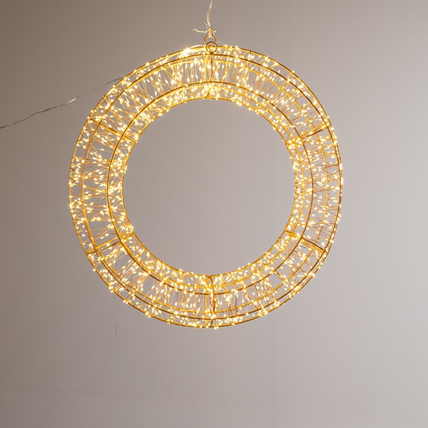 Guirnalda luminosa de 100 cm, 2400 mini LED, adaptador de 31 V, temporizador, cable de cobre y bronce, estructura metálica de bronce, LED blanco cálido, cable de 5 m, IP44