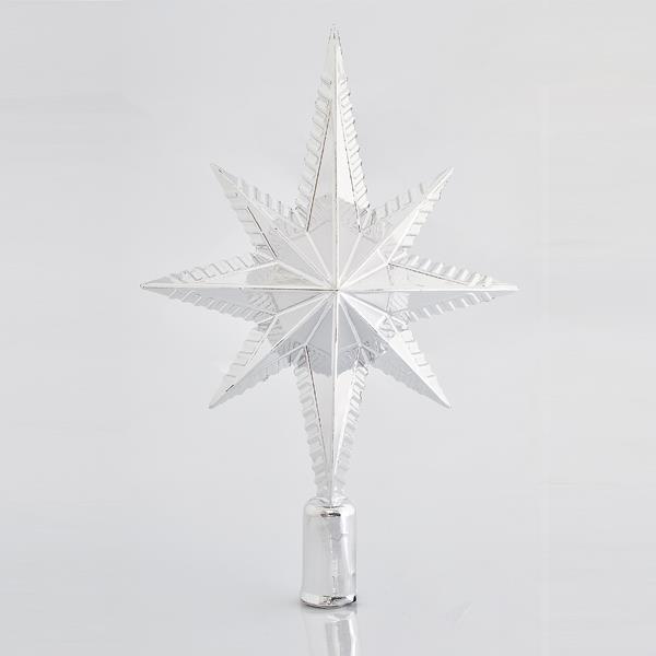 Árbol de copa de plástico, estrella plateada, brillante, 30 cm