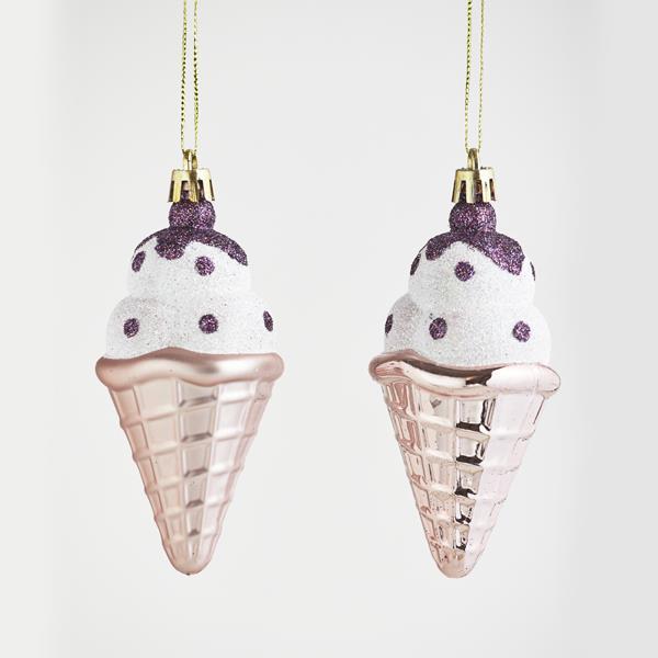 HELADO DE PLÁSTICO, SET DE 4 PIEZAS, 2 ROSA MATE, 2 ROSA BRILLANTE, 10 * 5 cm