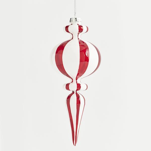 ADORNO DE CRISTAL, BLANCO Y ROJO, 21cm