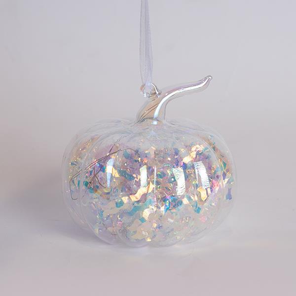CALABAZA ILUMINADA DE CRISTAL, 10,8 cm