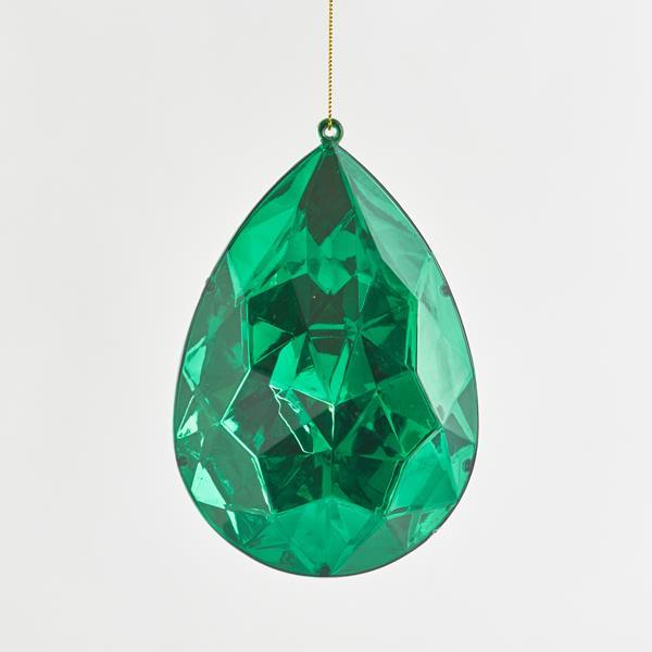 ADORNO COLGANTE, GOTA, VERDE ESMERALDA, 10x6x15cm