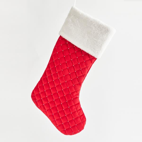 CALCETÍN, ROJO, TERCIOPELO, 49cm