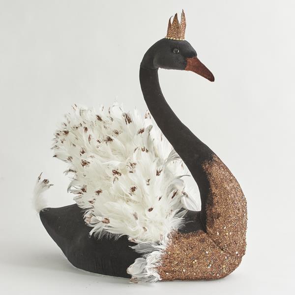 CISNE DE TERCIOPELO, NEGRO, CON BRILLO COBRE, 59 cm