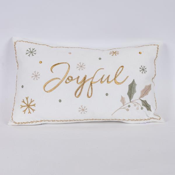 ALMOHADA BLANCA, CON SIGNO DORADO ALEGRE, 30x50cm