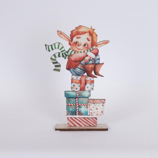 DECORACIÓN DE MADERA CON DUENDE, 4,5x17x27,5cm