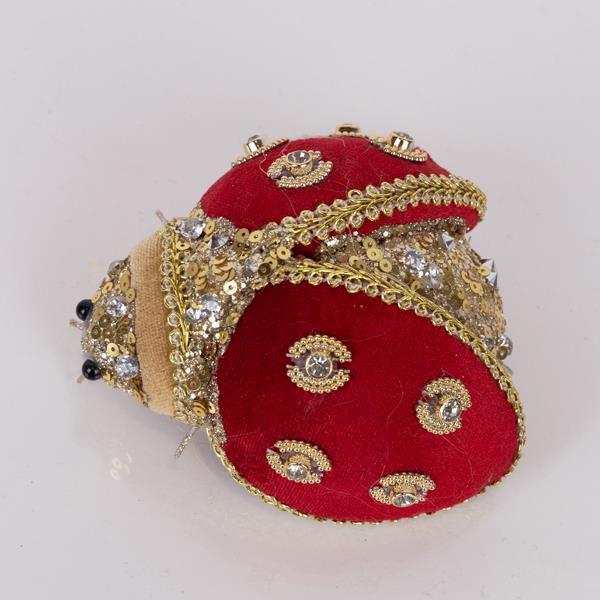 MARIQUITA, TERCIOPELO ROJO CON DECORACIONES DORADAS, 5x9x13cm