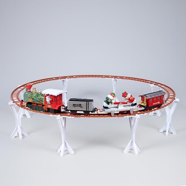 TREN CON RIELES, CON MÚSICA Y MOVIMIENTO Y HUMO, FUNCIONA A PILAS, 36 PIEZAS, RIELES Φ89cm