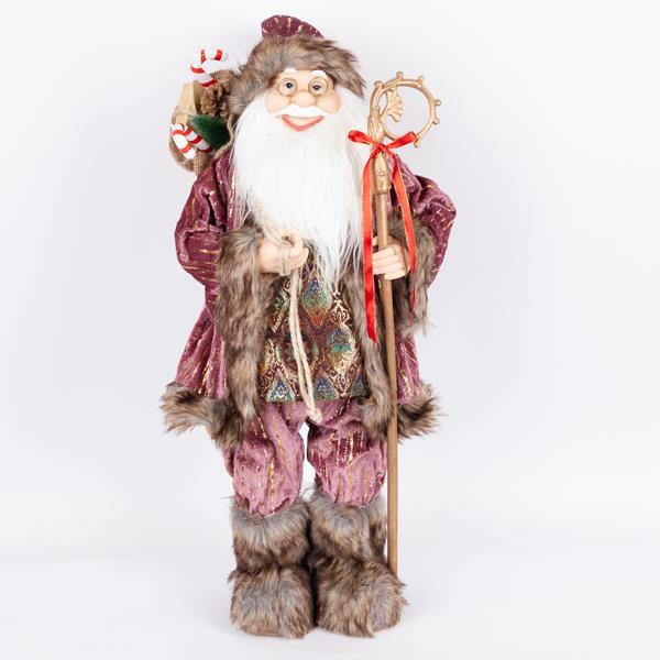 PAPÁ NOEL CON ROPA ROSA BORGOÑA, 60 cm