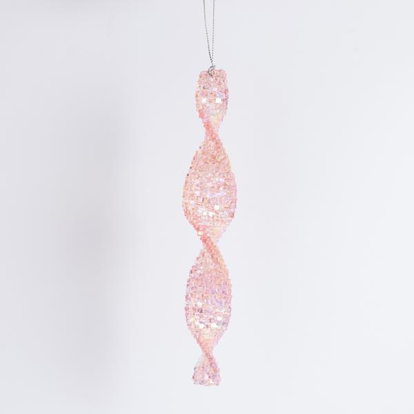 ESTALACTITA ACRÍLICA, ESPIRAL, ROSA, 19 CM