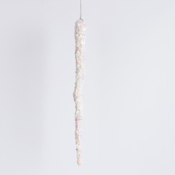 ESTALACTITA ACRÍLICA, PERLA BLANCA, 23 CM