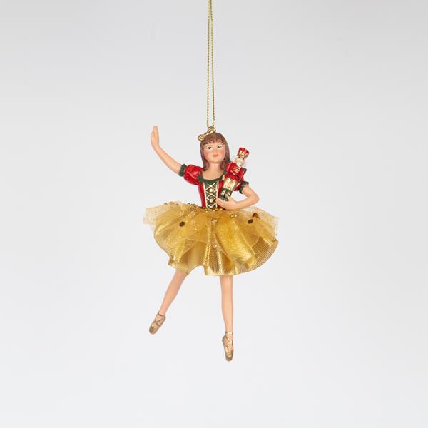 BAILARINA CON CASCANUECES Y FALDA DORADA, 13CM