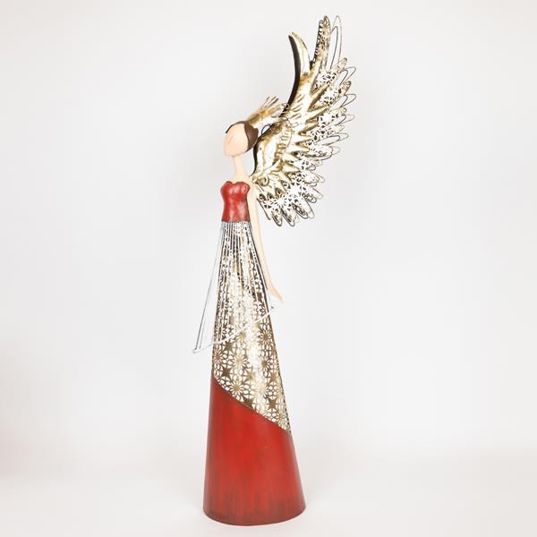 PRINCESA METÁLICA CON VESTIDO ROJO DORADO, 81,92CM