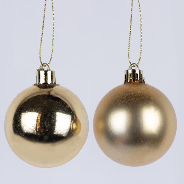 BOLAS DE PLÁSTICO DORADAS, BRILLANTES Y ALFOMBRILLAS, SET DE 8 PIEZAS, 6 CM (TOP 120)