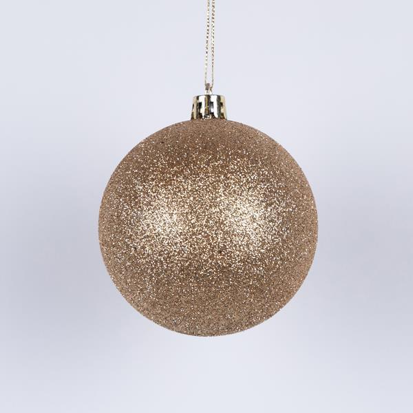 BOLAS DE PLÁSTICO COLOR CHAMPÁN CON PURPURINA, JUEGO DE 6 UNIDADES, 4 CM (TOP 120)