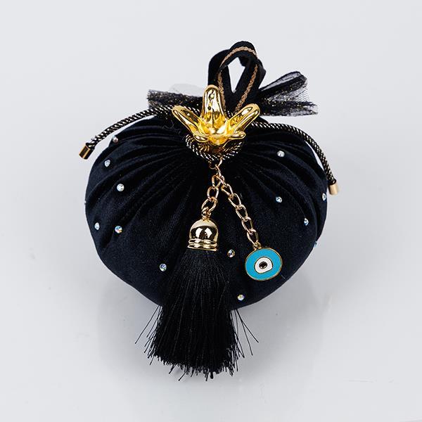 TERCIOPELO GRANADA, NEGRO, CON DETALLES DORADOS, 10 CM