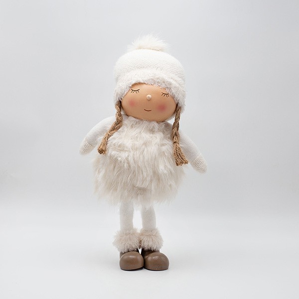 POM POM NIÑA CON ROPA BLANCA, 43CM