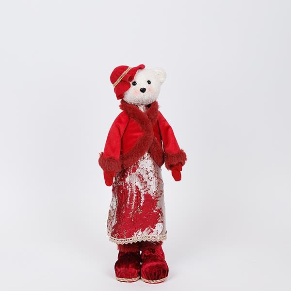 SEÑORA OSA CON ROPA Y SOMBRERO BORGOÑA, 45 CM