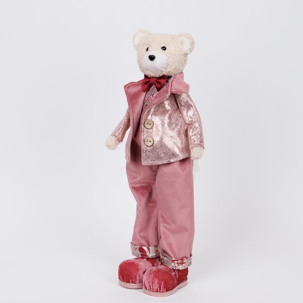 SR. OSO CON ROPA ROSA BORGOÑA, 43 CM