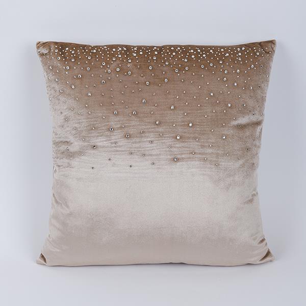 ALMOHADA DE TERCIOPELO BEIGE CON ESTRELLAS, 45X45CM