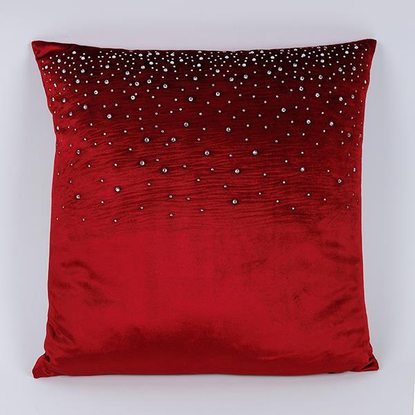 ALMOHADA DE TERCIOPELO BURDEOS CON ESTRELLAS, 45X45CM