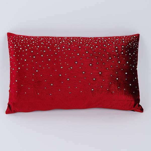 ALMOHADA DE TERCIOPELO BURDEOS CON ESTRELLAS, 30X50CM