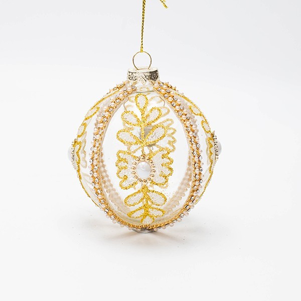 BOLA DE CRISTAL TRANSPARENTE CON PERLA BLANCA, JUEGO DE 4 PIEZAS, 8 CM