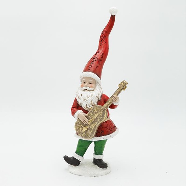 PAPÁ NOEL DE POLIRESINA CON GUITARRA 12,5X31,5CM