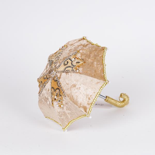 PARAGUAS DE GEISHA, TERCIOPELO BEIGE, 16 X 20 CM