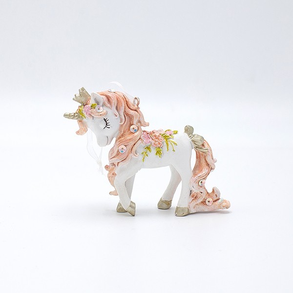 ADORNO COLGANTE DE POLIRESINA, UNICORNIO, ROSA CÁLIDO, 9,5 X 8 CM