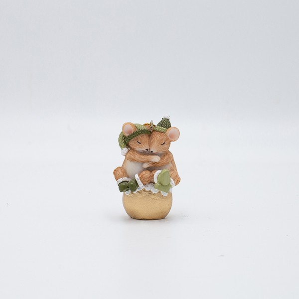 ADORNO COLGANTE DE POLIRESINA, PAREJA DE RATONES, 4X6,5 CM